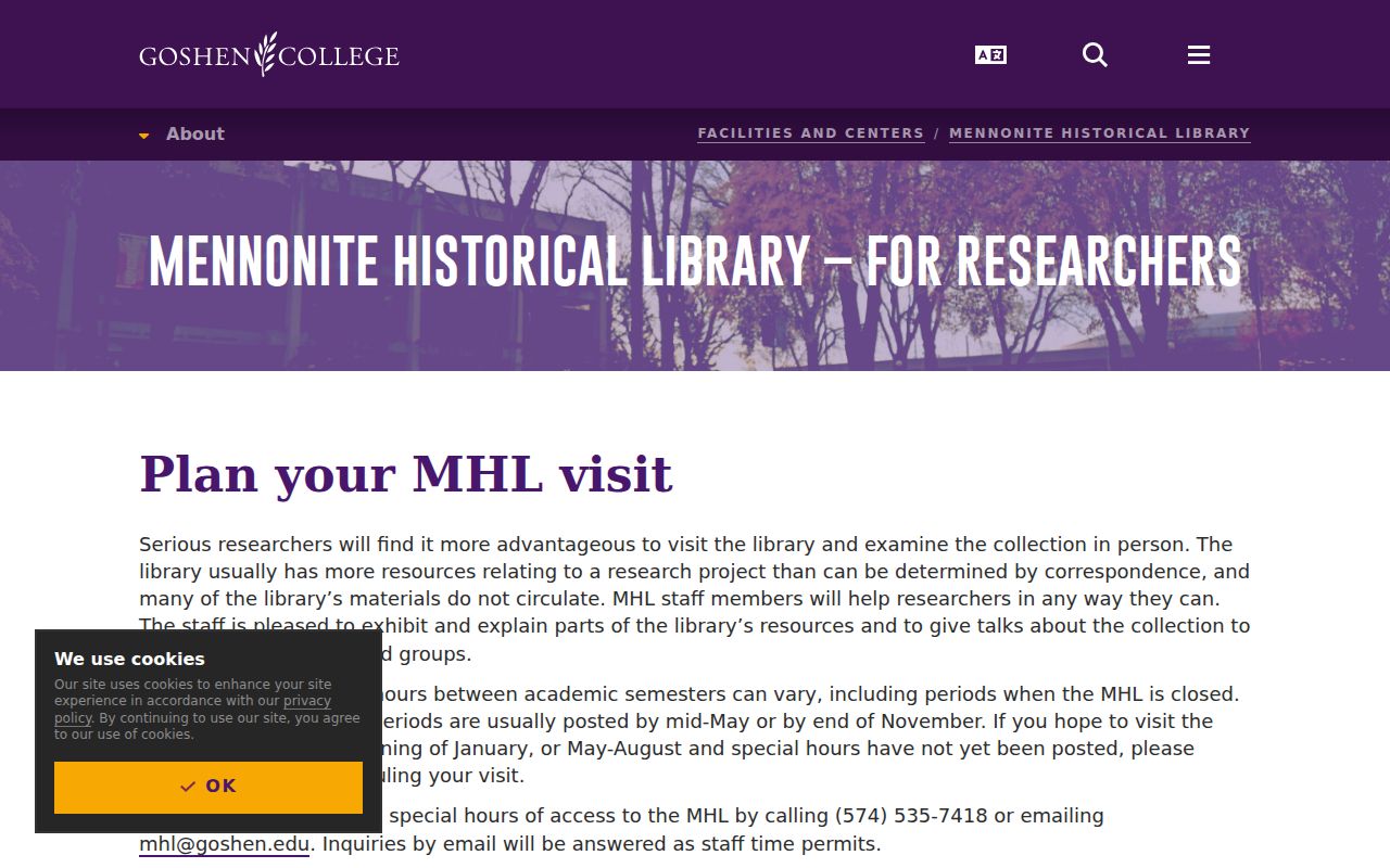 Goshen city directory research access at Mennonite Historical Library
