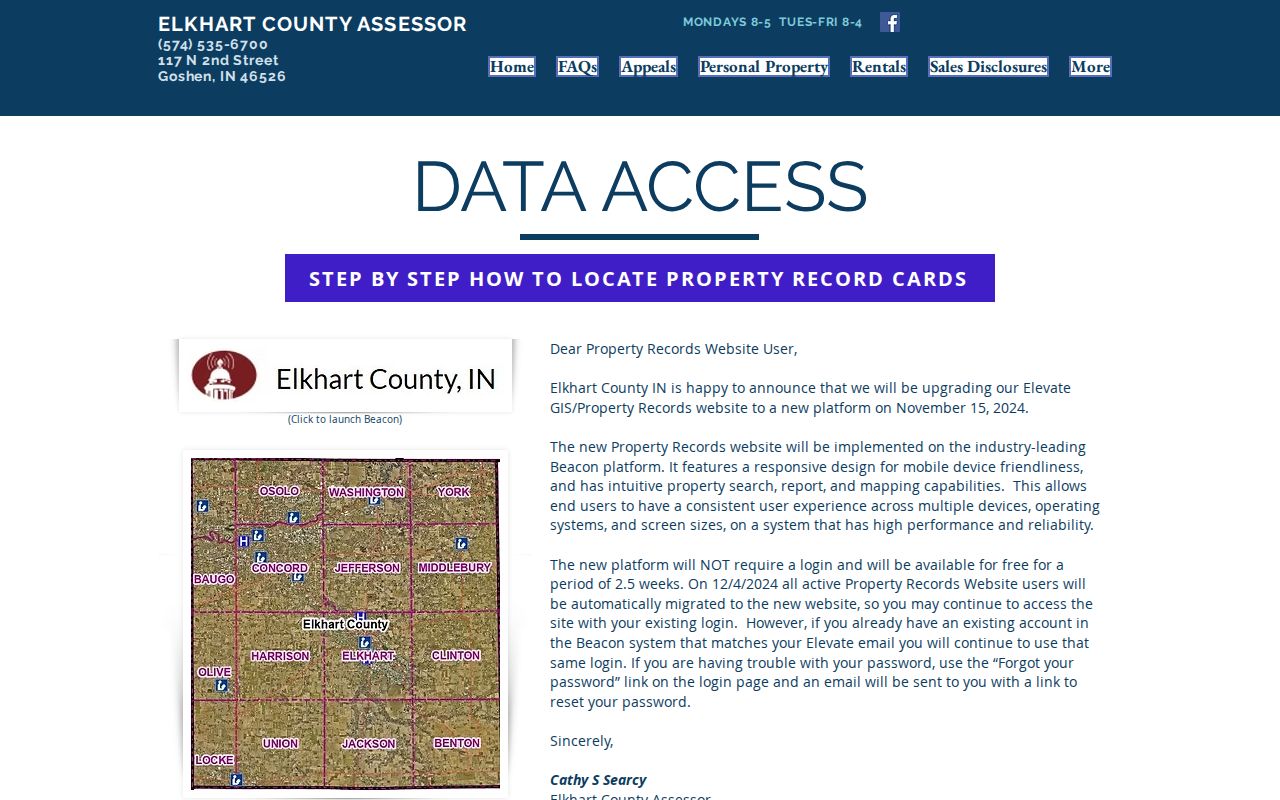 Elkhart County Assessor Beacon property guidance for Goshen