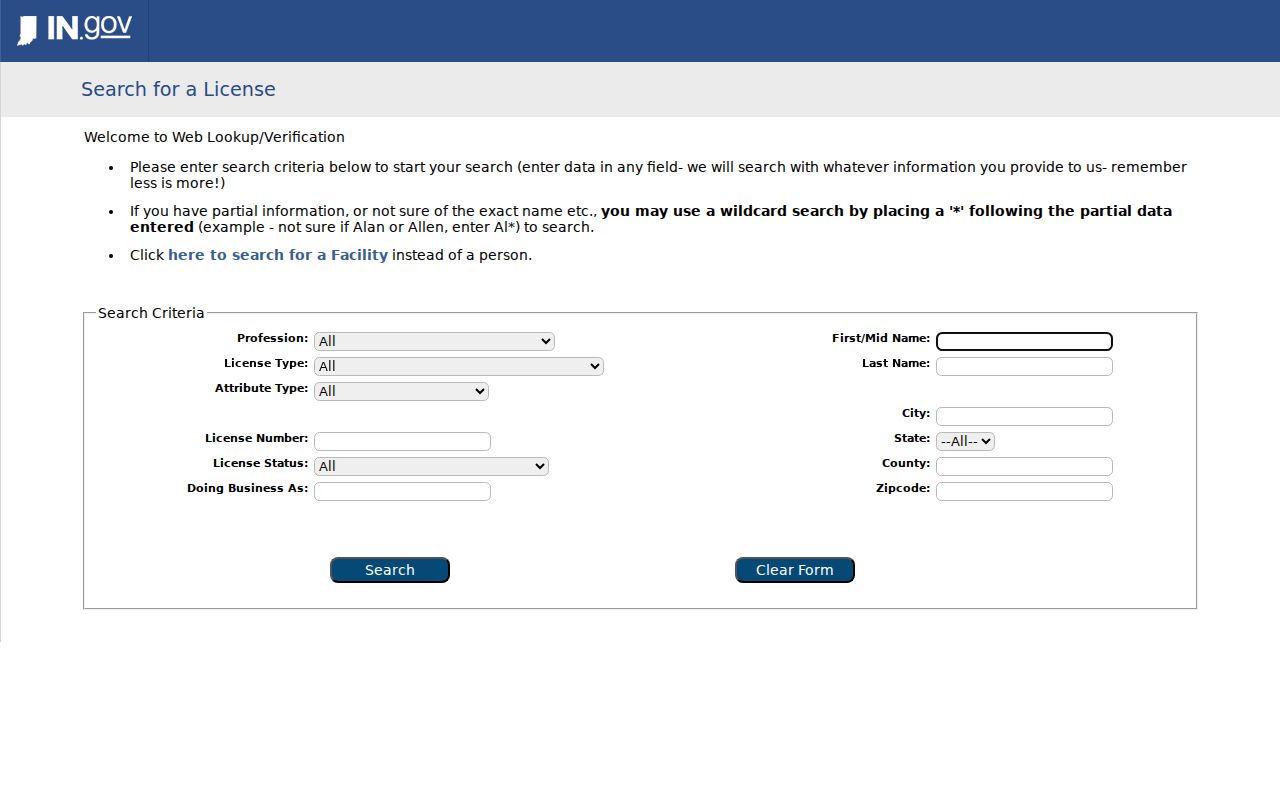 Goshen ZIP code directory professional license ZIP search field